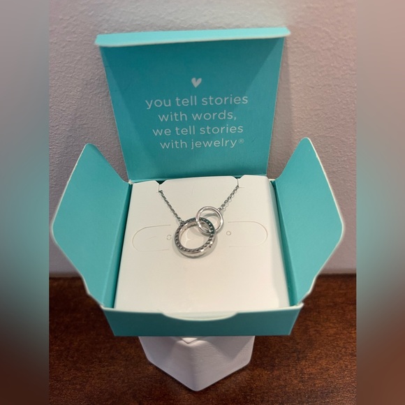 Origami Owl Silver “Unconditional Love” Double Circles Necklace, CZ. - Picture 3 of 4